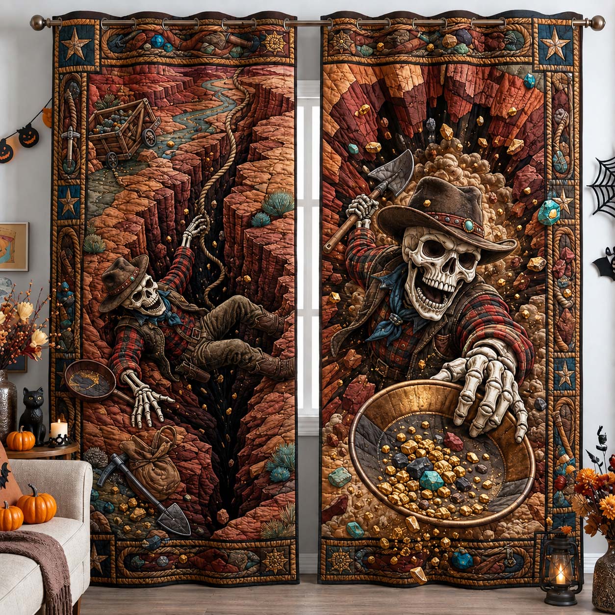 Gold Rush Abyss Quilted Curtains GDTONTD1579