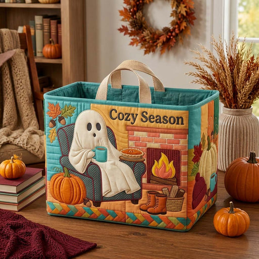 Cozy Season Fireside Quilted Storage Basket GDTONTD1636