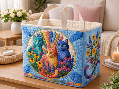 Wildflower Cat Circle Quilted Storage Basket GDTONTD1641