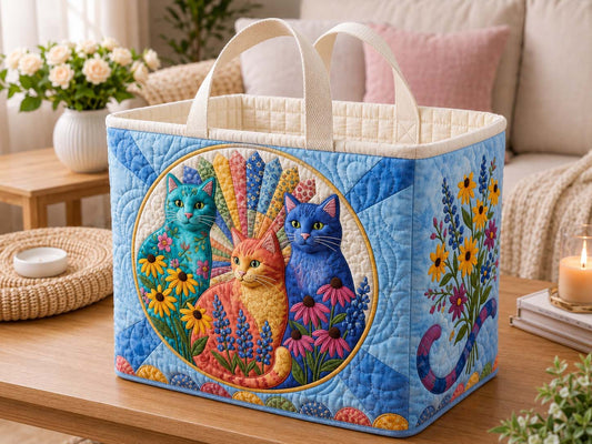 Wildflower Cat Circle Quilted Storage Basket GDTONTD1641