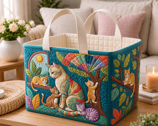 Autumn Garden Cat Parade Quilted Storage Basket GDTONTD1642
