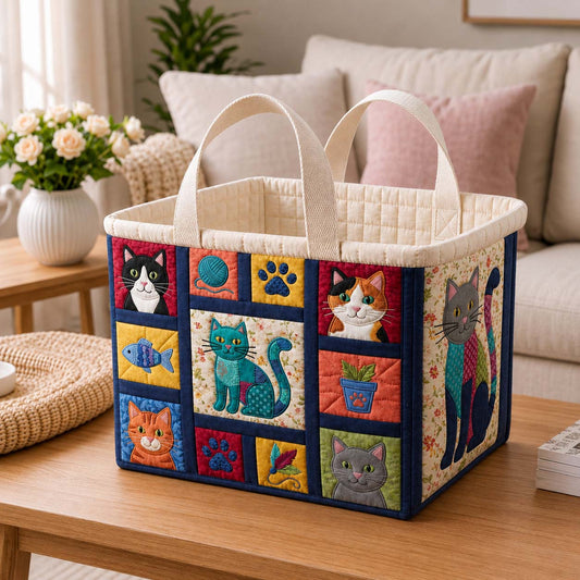 Patchwork Family Perch Quilted Storage Basket GDTONTD1643