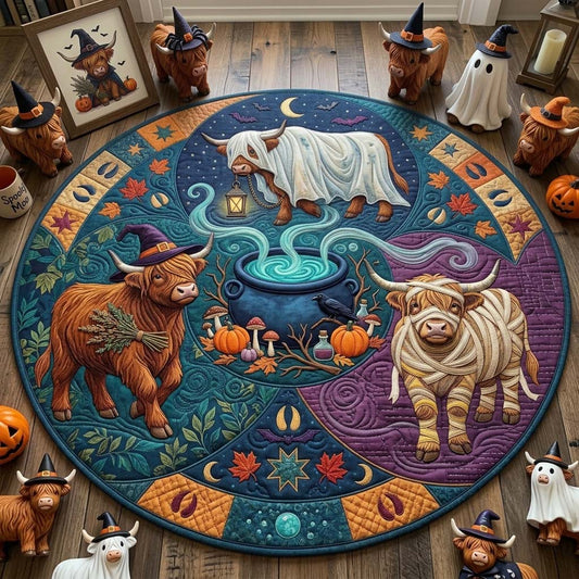 Highland Halloween Procession Qulited Round Mat GDTONTD1682