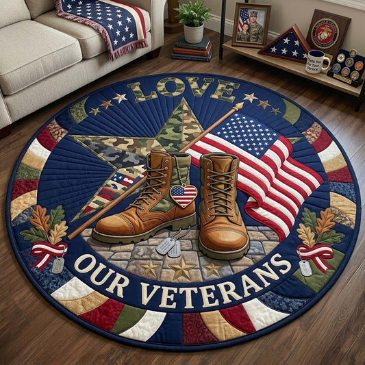Home Of Veteran Valor Qulited Round Mat GDTONTD1686