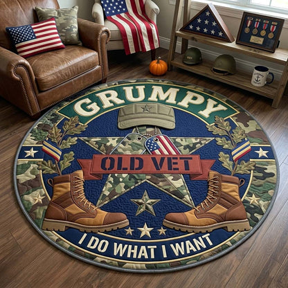 Grumpy Veteran Command Medallion Qulited Round Mat GDTONTD1689