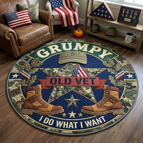 Grumpy Veteran Command Medallion Qulited Round Mat GDTONTD1689