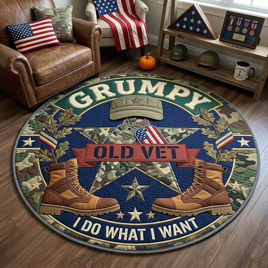 Grumpy Veteran Command Medallion Qulited Round Mat GDTONTD1689