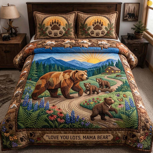 Mama Bear Autumn 3-Piece Quilted Bedding Set GDTONTD1708