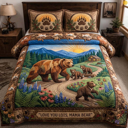 Mama Bear Autumn 3-Piece Quilted Bedding Set GDTONTD1708