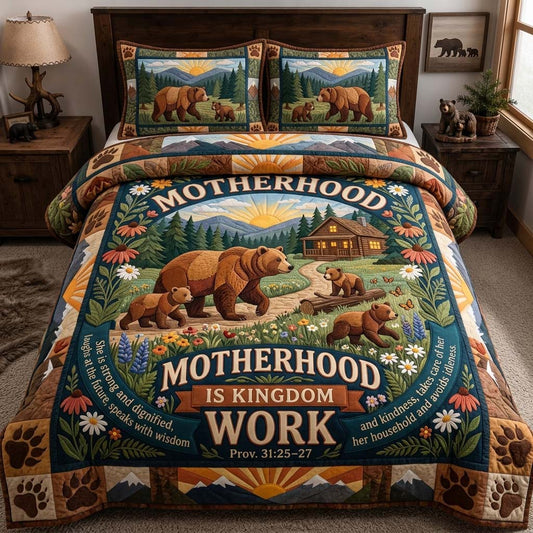 Motherhood Is Kingdom Work 3-Piece Quilted Bedding Set GDTONTD1710