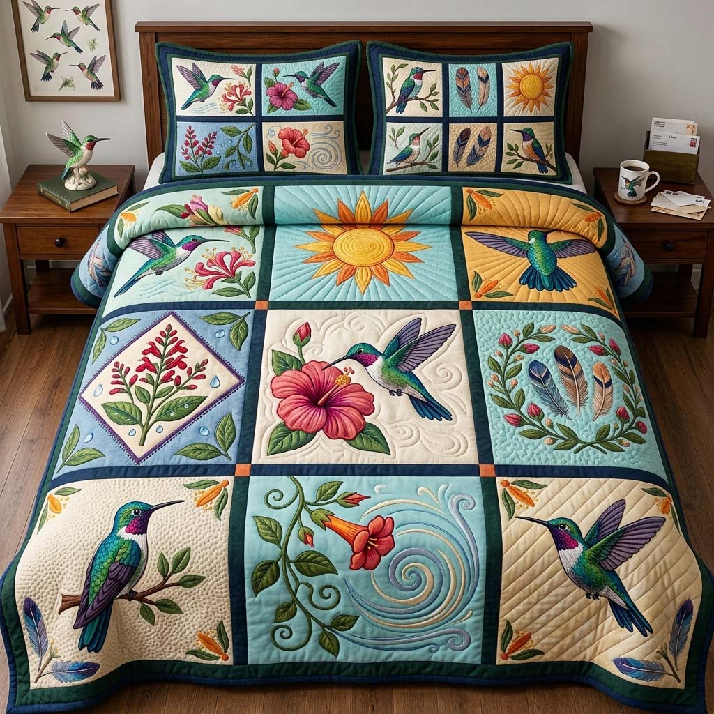 Nine Gardens Of Fligh 3-Piece Quilted Bedding Set GDTONTD1717