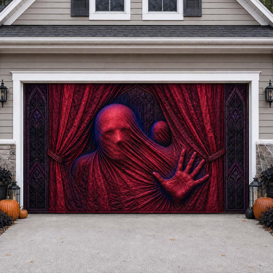 Crimson Curtain Ambush Garage Door Banner GDTONTD1748