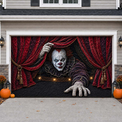 Crimson Curtain Crawl Garage Door Banner GDTONTD1756