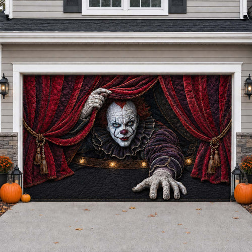 Crimson Curtain Crawl Garage Door Banner GDTONTD1756