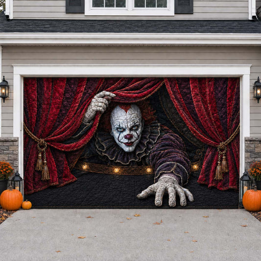 Crimson Curtain Crawl Garage Door Banner GDTONTD1756