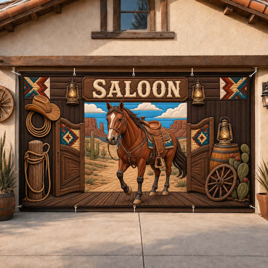 Sunlit Saloon Threshold Garage Door Banner GDTONTD1795