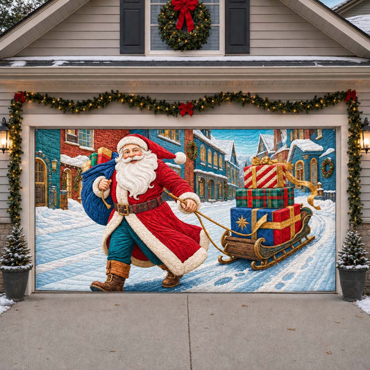 Christmas Morning Procession of Santa Garage Door Banner GDTONTD1799