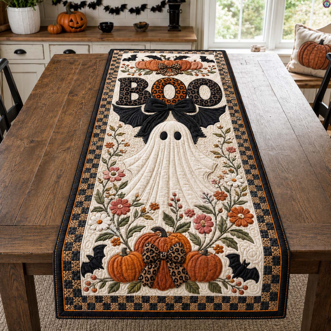 Floral Boujee BOO Quilted Table Runner GDTONTD1811