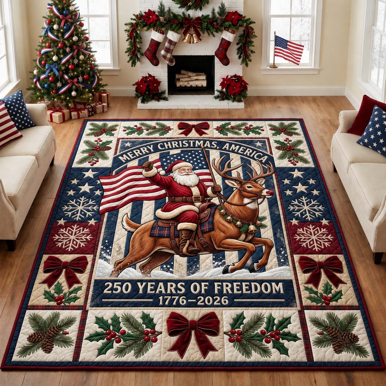 Christmas Freedom Rider Area Rug GDTONTD1821