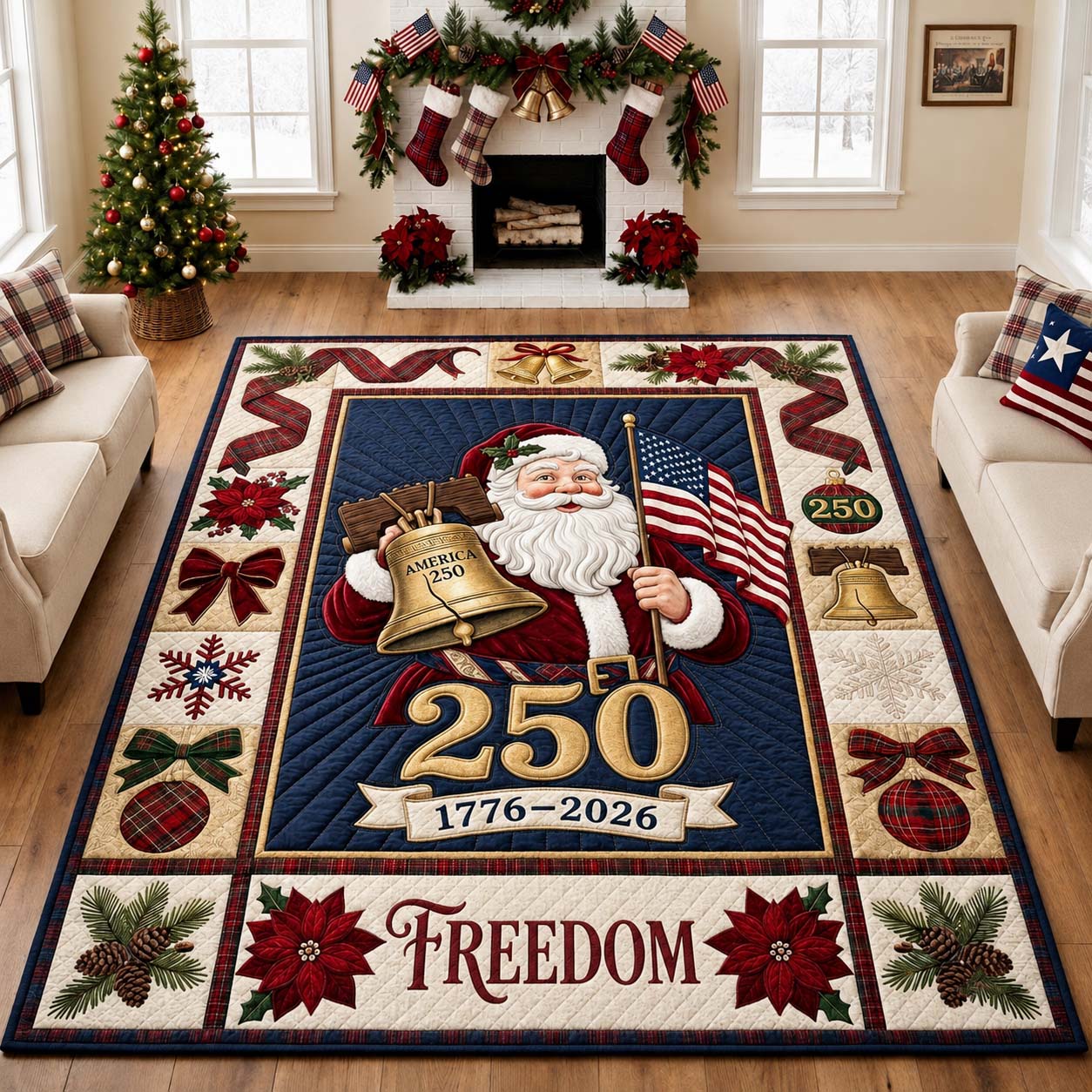 Santa 250th Christmas Area Rug GDTONTD1822