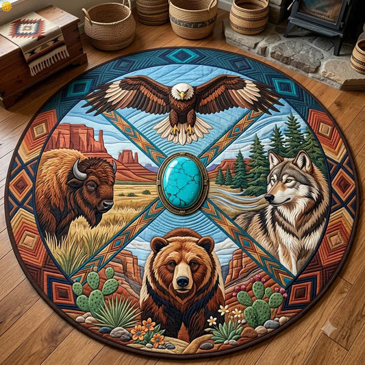 Guardians of Turquoise Canyon Quilted Round Mat GDTONTD1823
