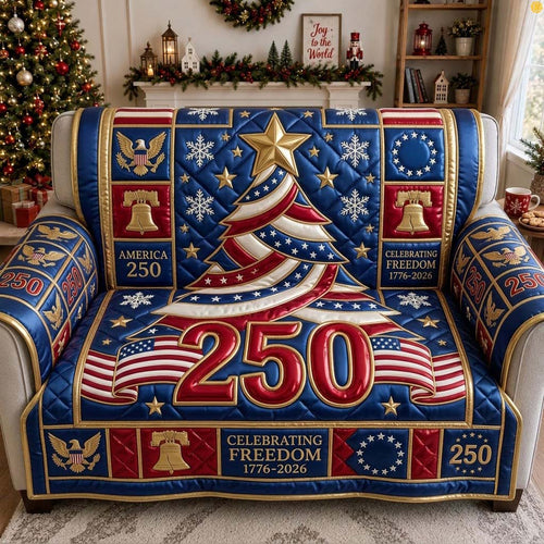 Stars And Stripes Christmas Quilted Sofa Cover GDTONTD1856