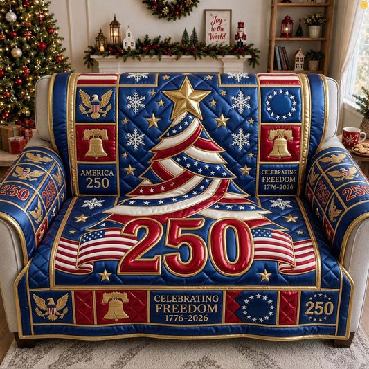 Stars And Stripes Christmas Quilted Sofa Cover GDTONTD1856