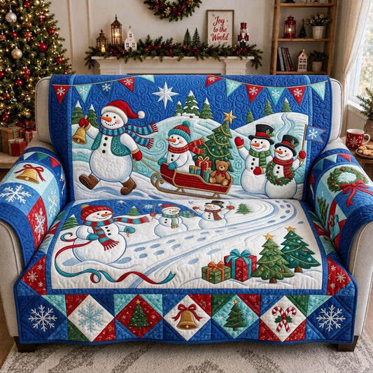 Merry Snowman Parade Quilted Sofa Cover GDTONTD1864