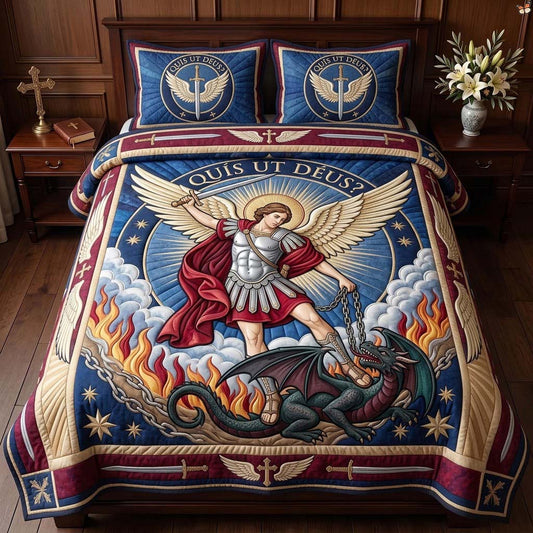 Quis Ut Deus Triumph 3-Piece Quilted Bedding Set GDTONTD1870