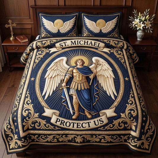 Golden Guardian Medallion 3-Piece Quilted Bedding Set GDTONTD1873