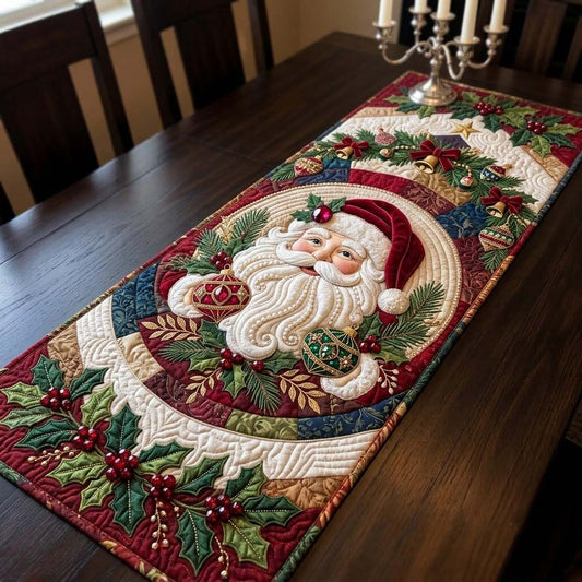 Jeweled Santa Portrait Quilted Table Runner GDTONTD1910