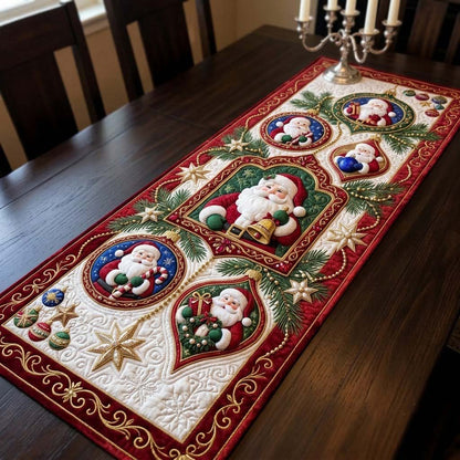 Santa Ornament Parade Quilted Table Runner GDTONTD1911