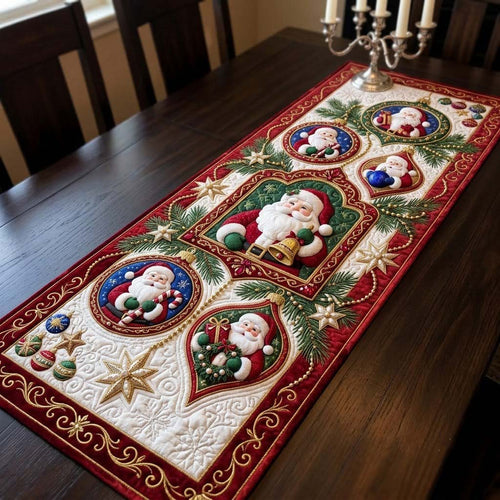 Santa Ornament Parade Quilted Table Runner GDTONTD1911
