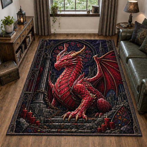 Crimson Cathedral Wyrm Area Rug GDTONTD1929