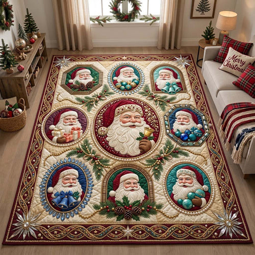 Jeweled Santa Ornament Archive Area Rug GDTONTD1940