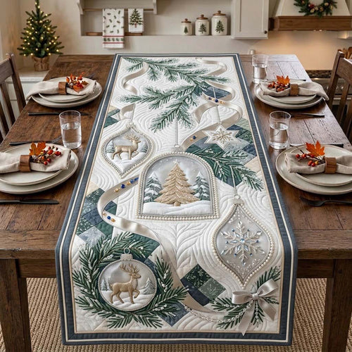 Crystal Winter Ornament Studio Quilted Table Runner GDTONTD1997