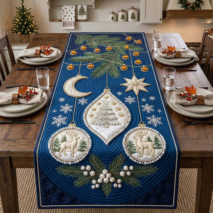 Moonlit Sapphire Ornament Salon Quilted Table Runner GDTONTD1999