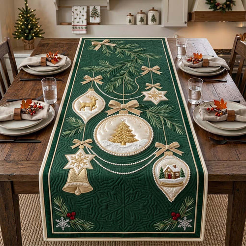 Grand Horizontal Ornament Tree Quilted Table Runner GDTONTD2001