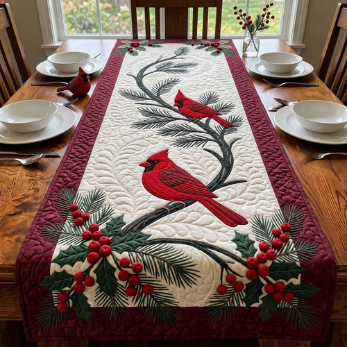Cardinal On Winter Berry Arch Quilted Table Runner GDTONTD2079