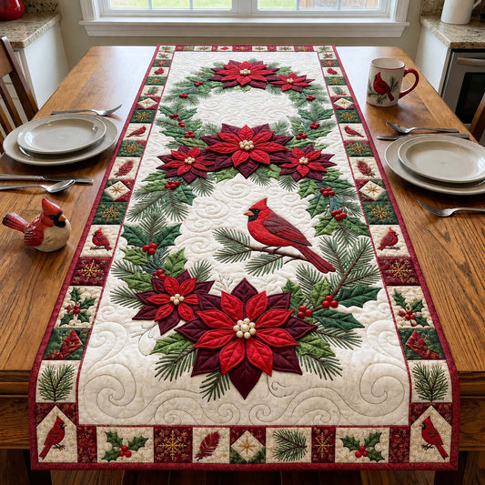 Poinsettia Crown Quilted Table Runner GDTONTD2080