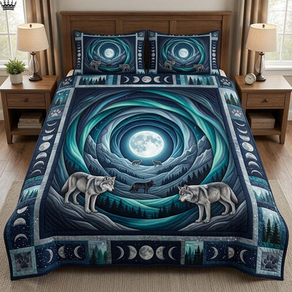 Cavern Wolf 3-Piece Quilted Bedding Set GDTONTD306
