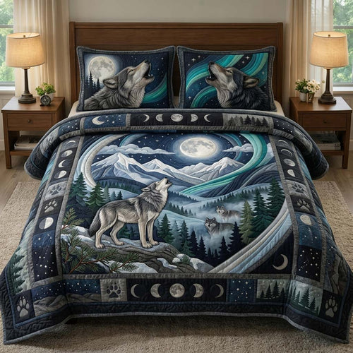 Garden Wolves 3-Piece Quilted Bedding Set GDTONTD307