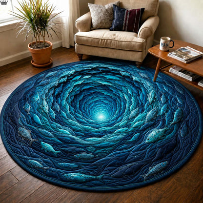 Fish Vortex Quilted Round Mat GDTONTD350