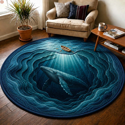 Whale Abyss Quilted Round Mat GDTONTD351