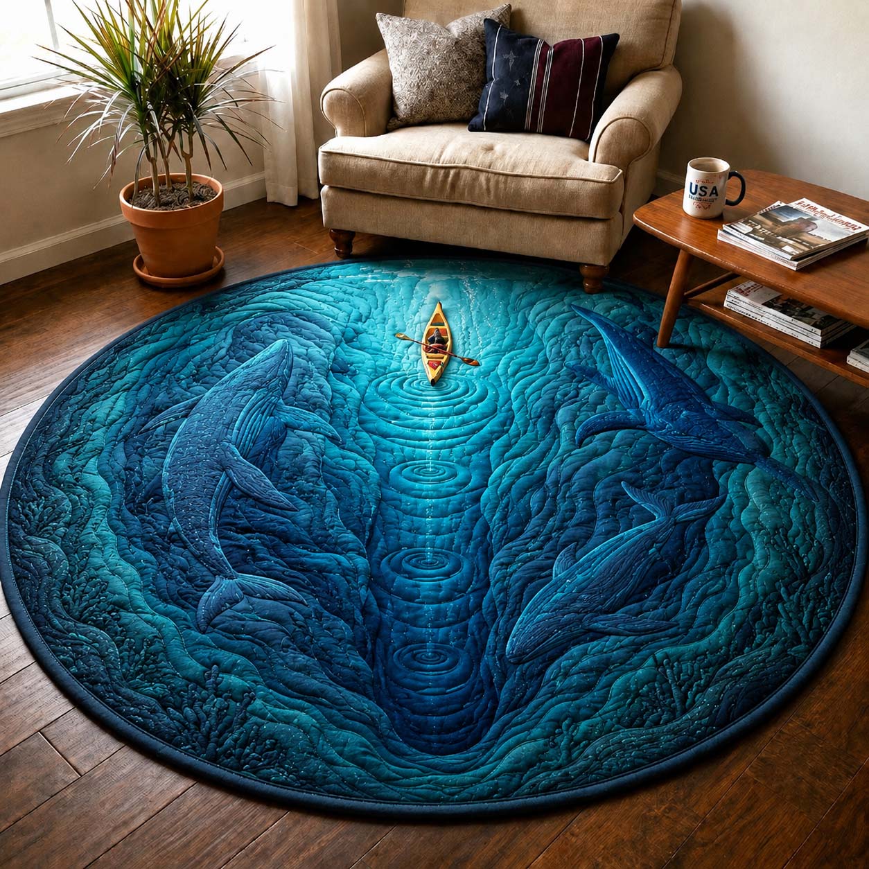 Deep Current Quilted Round Mat GDTONTD352
