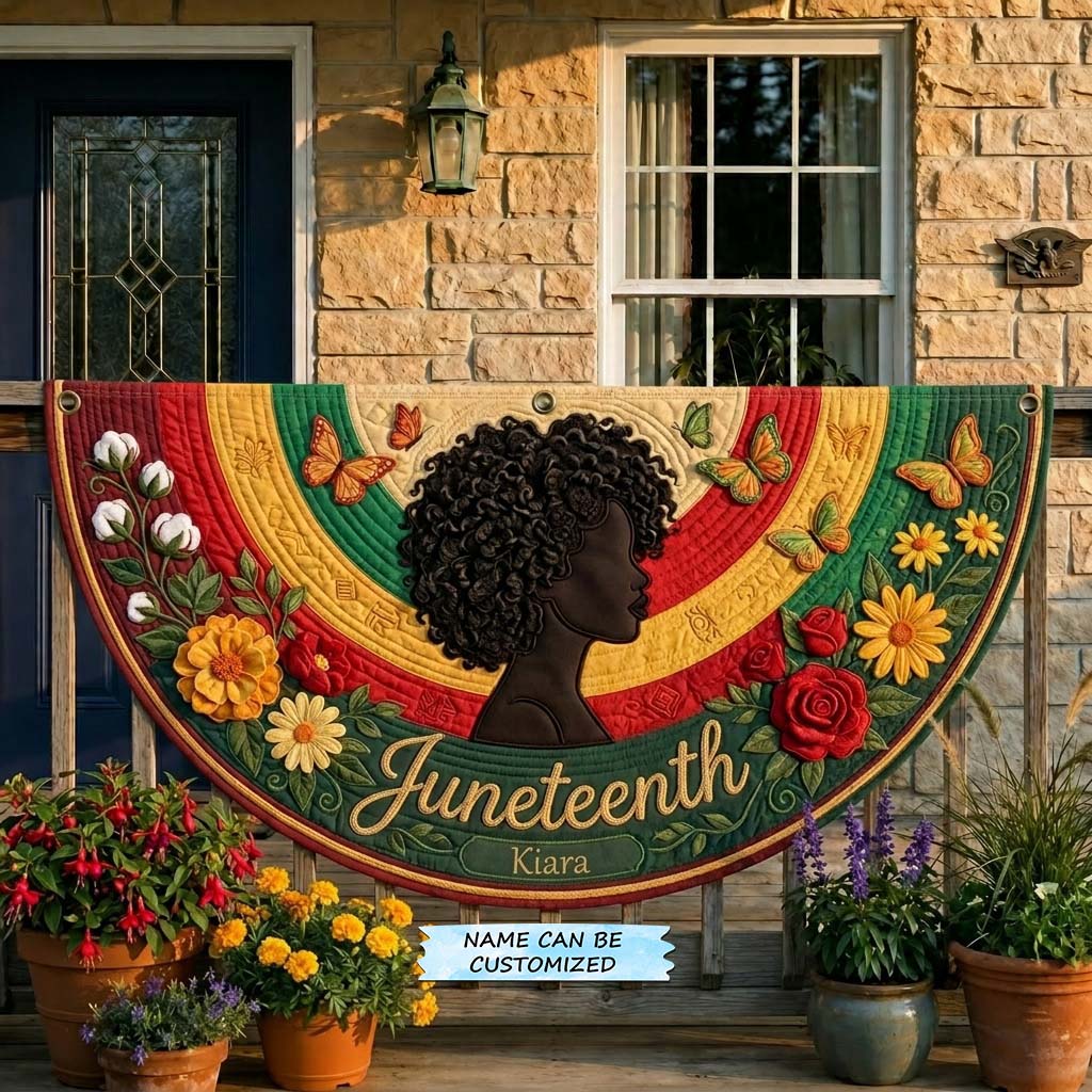 Juneteenth Bloom Heritage Fan Flag QTCUZ GDTONTD413