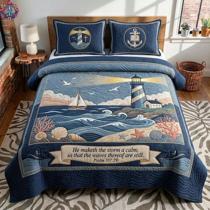 Lighthouse Calm 3-Piece Quilted Bedding Set GDTONTD455