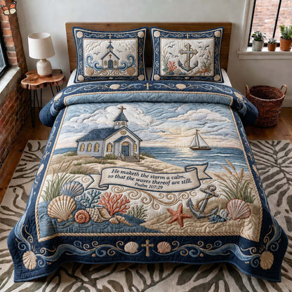 Coastal Chapel 3-Piece Quilted Bedding Set GDTONTD456