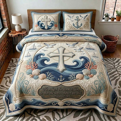Faith Waves 3-Piece Quilted Bedding Set GDTONTD458