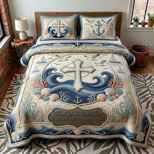 Faith Waves 3-Piece Quilted Bedding Set GDTONTD458